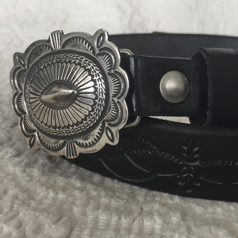Toole leather belt with silver plated buckle